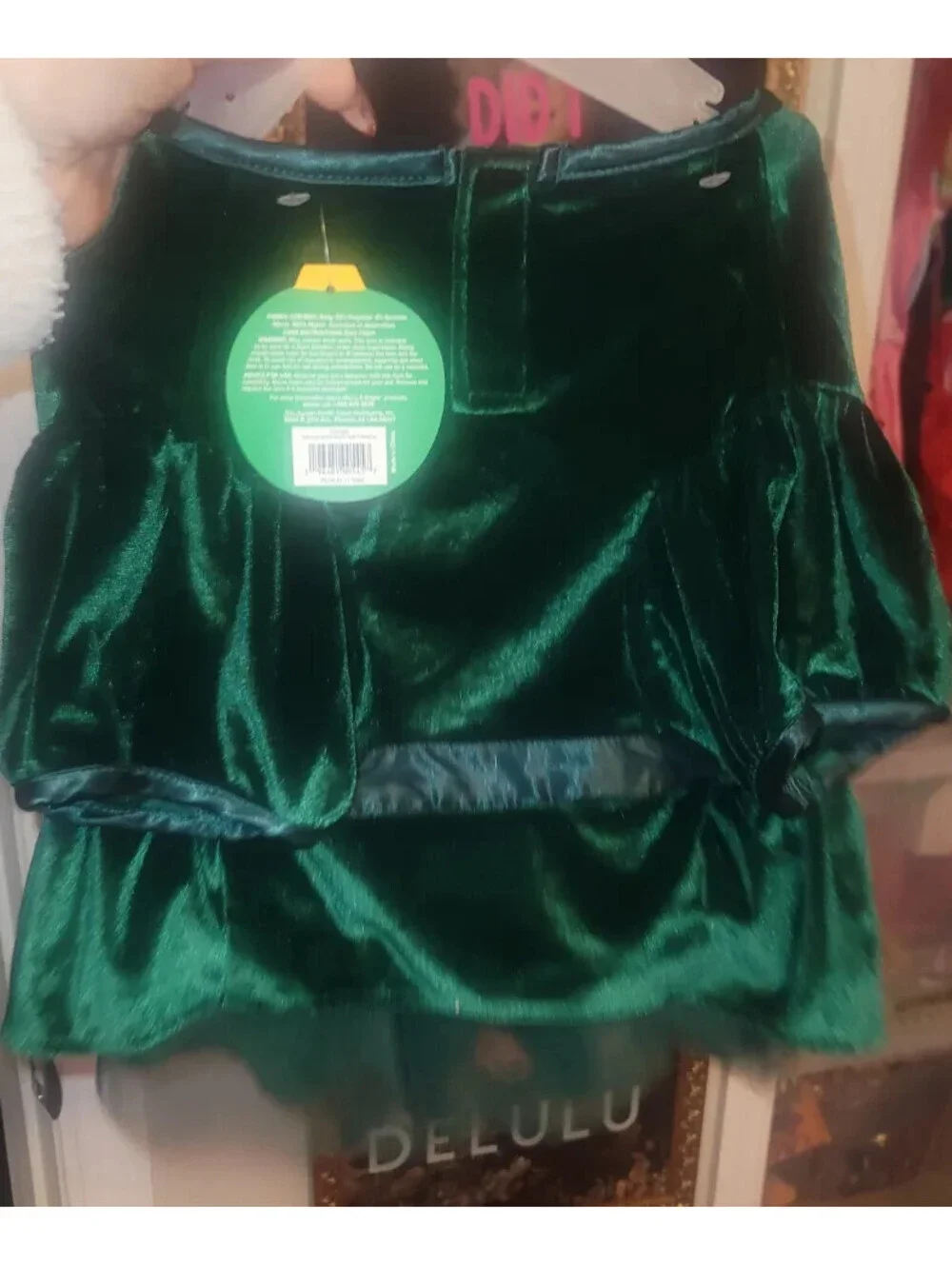 MERRY & BRIGHT GREEN VELVET HOLIDAY DOG DRESS SIZE MEDIUM NWT